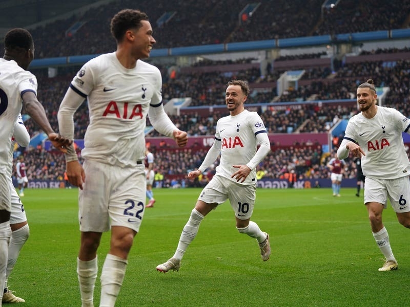 Tottenham boost Champions League hopes with big win at 10man Aston