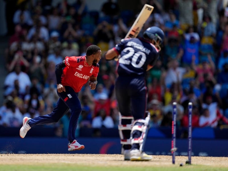 Chris Jordan takes England’s first men’s T20 hattrick to limit USA to